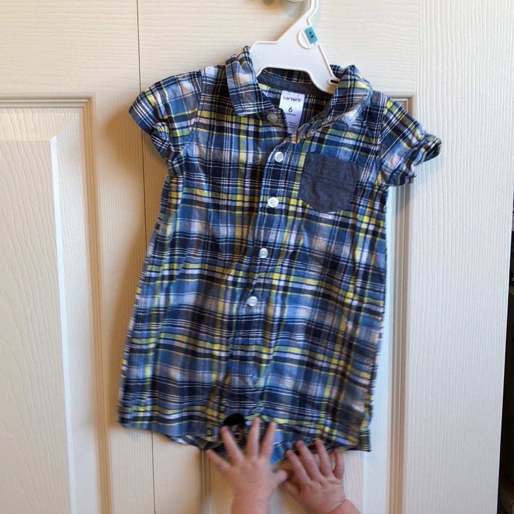 Blue/yellow plaid shorts romper